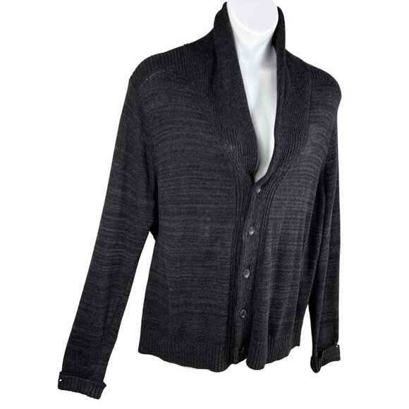 Treasure & Bond Mens XL Shawl Collar Cardigan Black Caviar Marl Quiet Luxury - Picture 6 of 16